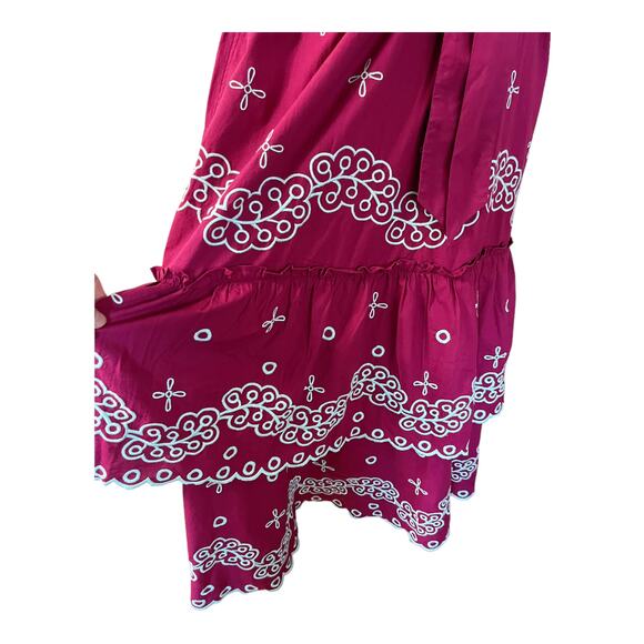 ROBERTA ROLLER RABBIT Peonia Embroidered Eleanor Dress Sleeveless Cotton Large - Picture 8 of 12